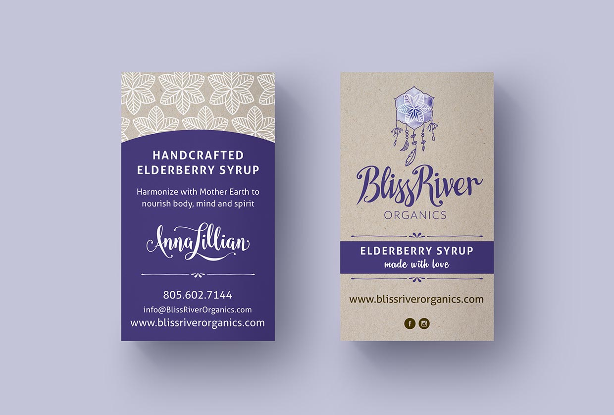 BlissRiver Organics business cards