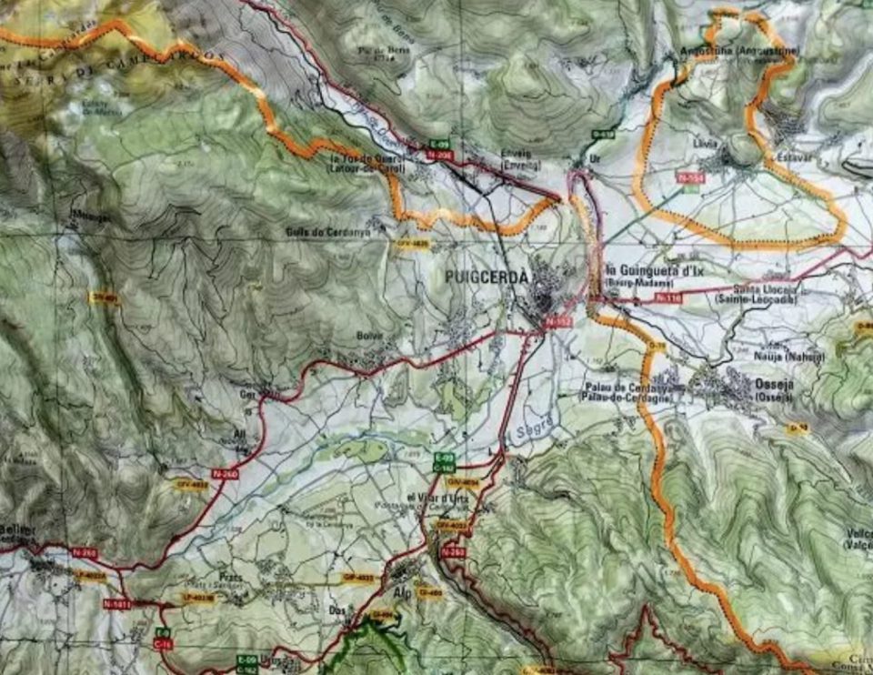 Map of Cerdanya in the Spanish Pyrenees