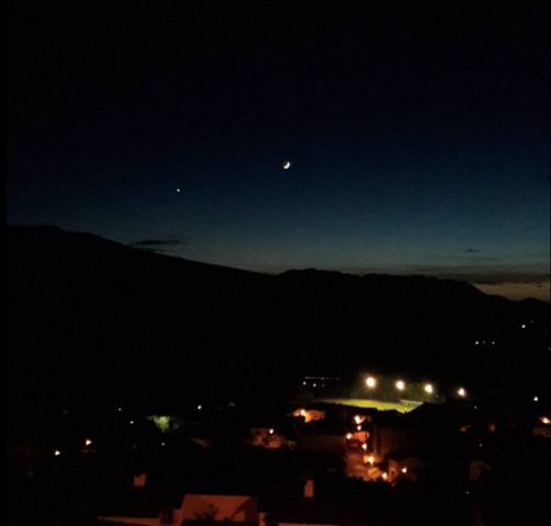 Moon and Venus over Osseja on election night