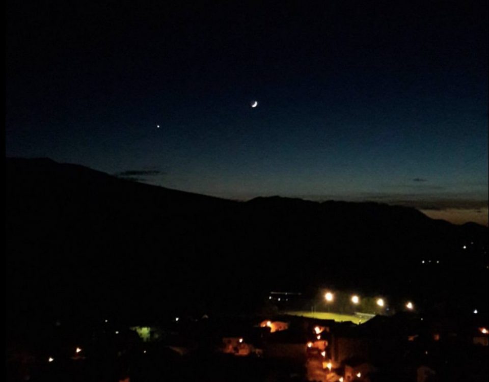 Moon and Venus over Osseja on election night