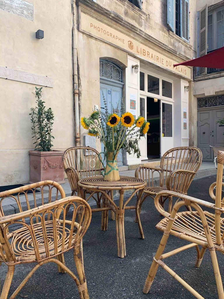 A vase of sunflowers in Arles France